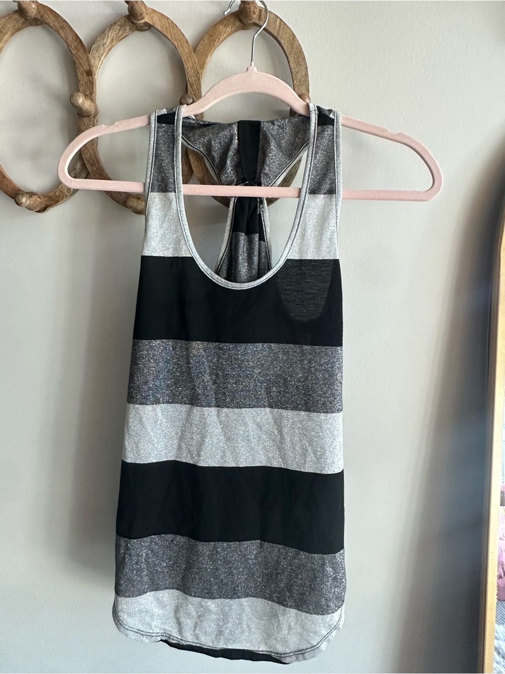 Lily White Black and Silver Striped Racerback Tank